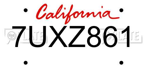 7UXZ861 California License Plate