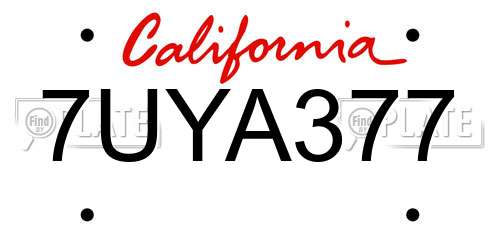7UYA377 California License Plate