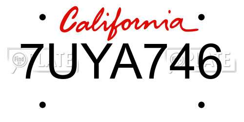 7UYA746 California License Plate