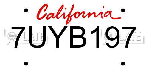 7UYB197 California License Plate