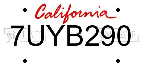 7UYB290 California License Plate