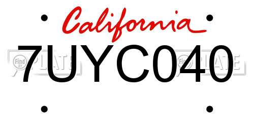 7UYC040 California License Plate