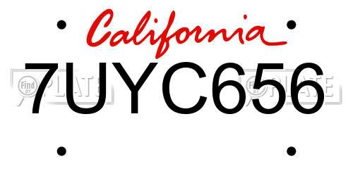 7UYC656 California License Plate