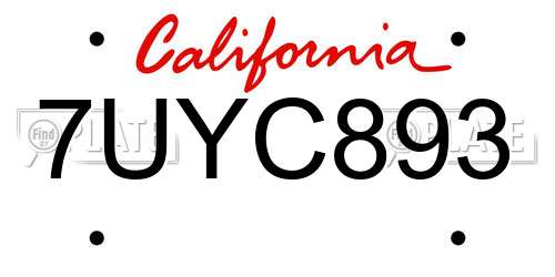 7UYC893 California License Plate