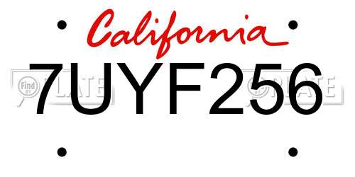 7UYF256 California License Plate