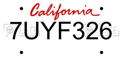 7UYF326 California License Plate