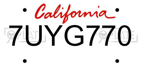 7UYG770 California License Plate