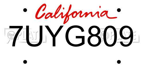7UYG809 California License Plate