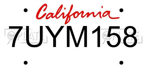 7UYM158 California License Plate