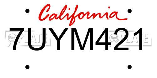 7UYM421 California License Plate