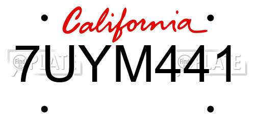 7UYM441 California License Plate