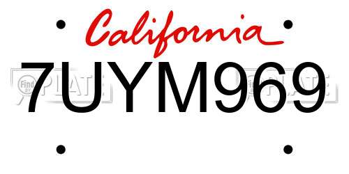 7UYM969 California License Plate