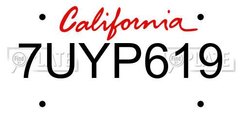 7UYP619 California License Plate