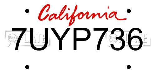 7UYP736 California License Plate