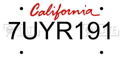 7UYR191 California License Plate