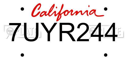 7UYR244 California License Plate