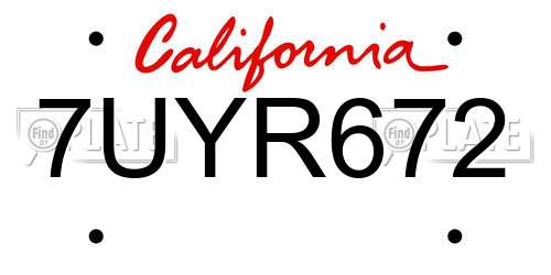 7UYR672 California License Plate