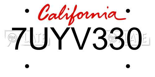 7UYV330 California License Plate
