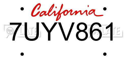 7UYV861 California License Plate