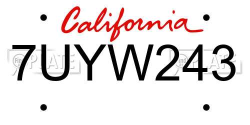 7UYW243 California License Plate