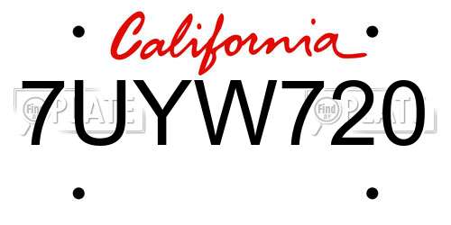 7UYW720 California License Plate