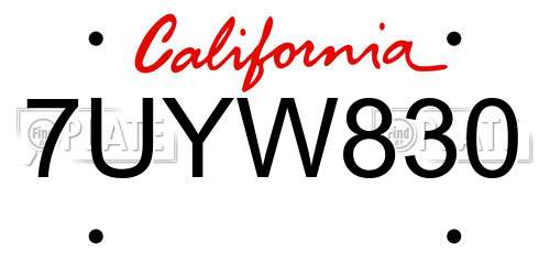 7UYW830 California License Plate