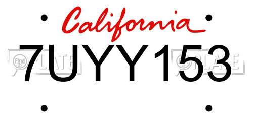 7UYY153 California License Plate