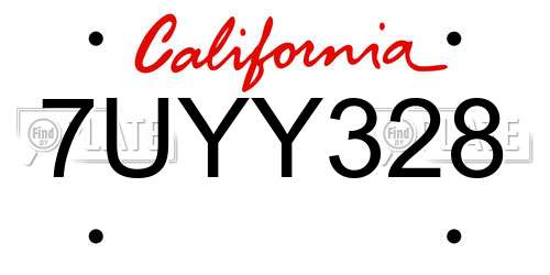7UYY328 California License Plate