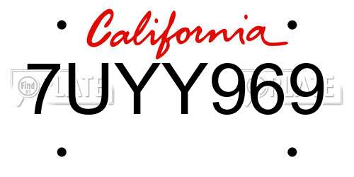 7UYY969 California License Plate