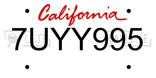 7UYY995 California License Plate