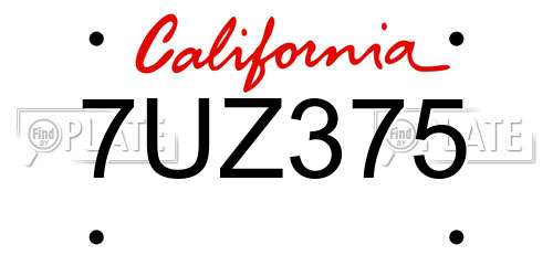 7UZ375 California License Plate