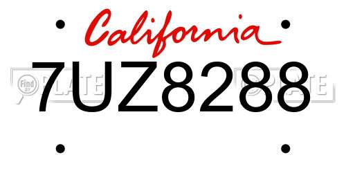 7UZ8288 California License Plate