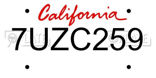 7UZC259 California License Plate