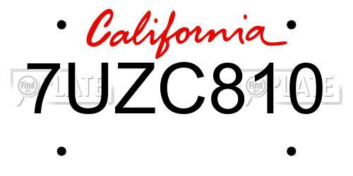 7UZC810 California License Plate