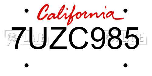 7UZC985 California License Plate