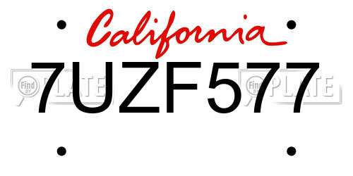 7UZF577 California License Plate