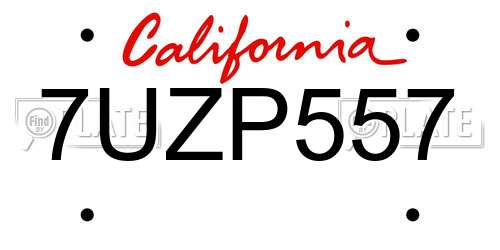7UZP557 California License Plate