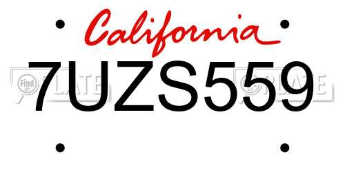7UZS559 California License Plate