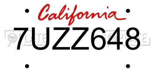 7UZZ648 California License Plate