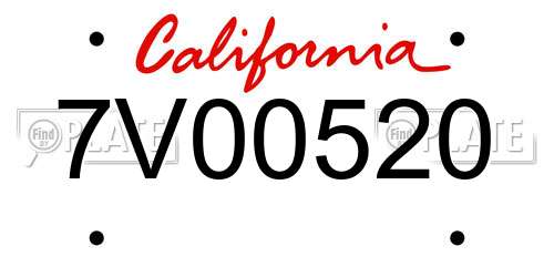 7V00520 California License Plate