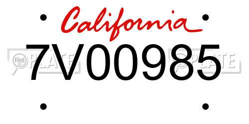 7V00985 California License Plate