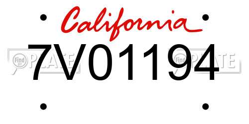 7V01194 California License Plate