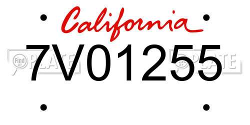 7V01255 California License Plate