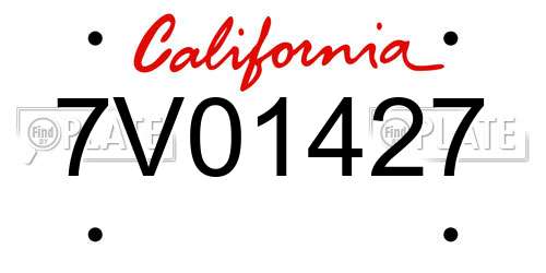 7V01427 California License Plate