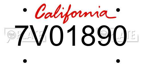 7V01890 California License Plate