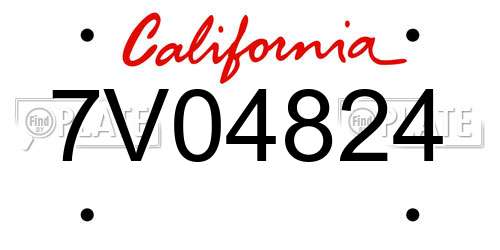 7V04824 California License Plate
