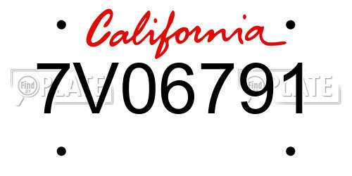 7V06791 California License Plate