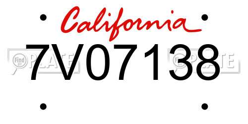 7V07138 California License Plate