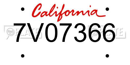 7V07366 California License Plate
