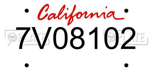 7V08102 California License Plate